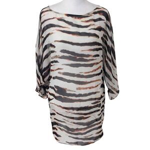 BB Dakota Tiger Striped Tunic Size XS Oversized Sheer Top